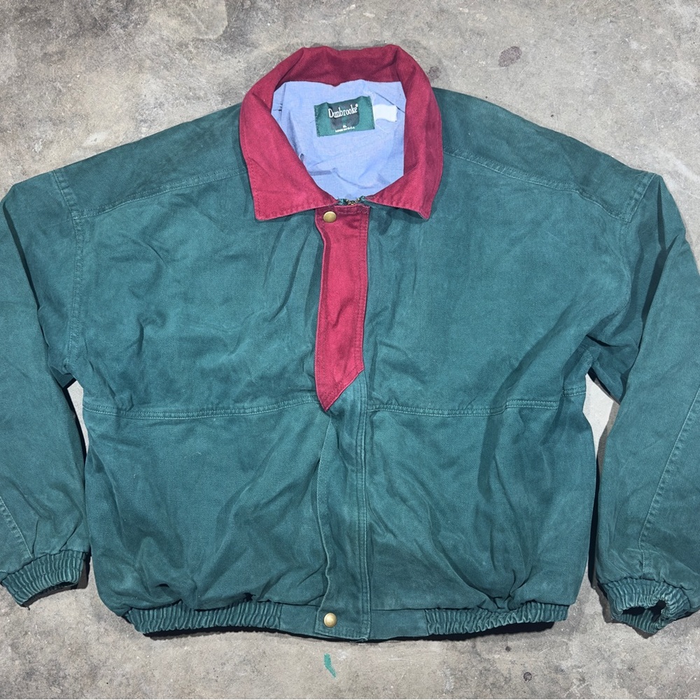 Vintage Dunbrooke Green and Red Jacket with Elastic Cuffs